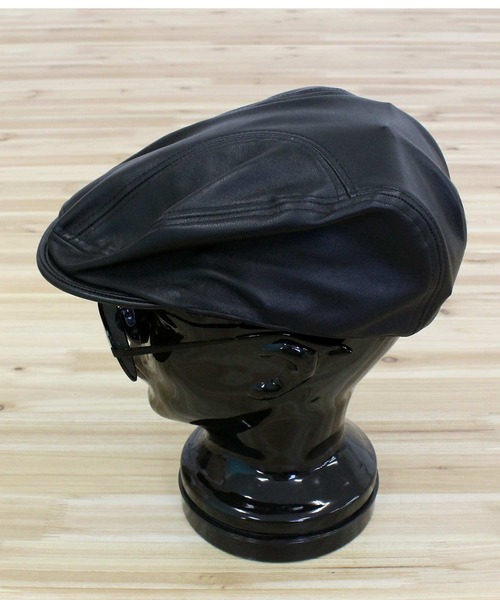 schott（ショット）の「LEATHER HUNTING CAP（ハンチング/ベレー帽・メンズ・ブラック・FREE）」の5枚目の写真