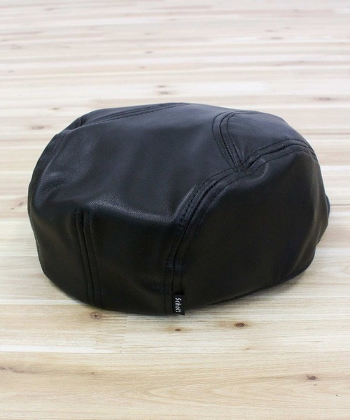 schott（ショット）の「LEATHER HUNTING CAP（ハンチング/ベレー帽・メンズ・ブラック・FREE）」の2枚目の写真