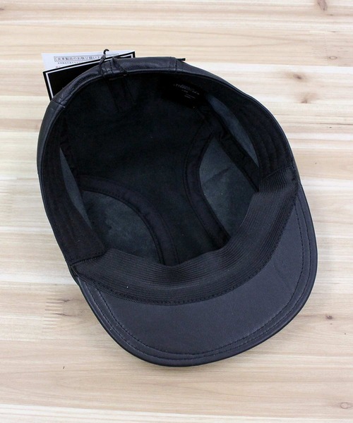 schott（ショット）の「LEATHER HUNTING CAP（ハンチング/ベレー帽・メンズ・ブラック・FREE）」の3枚目の写真