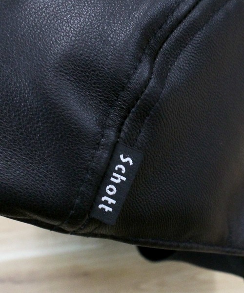 schott（ショット）の「LEATHER HUNTING CAP（ハンチング/ベレー帽・メンズ・ブラック・FREE）」の4枚目の写真