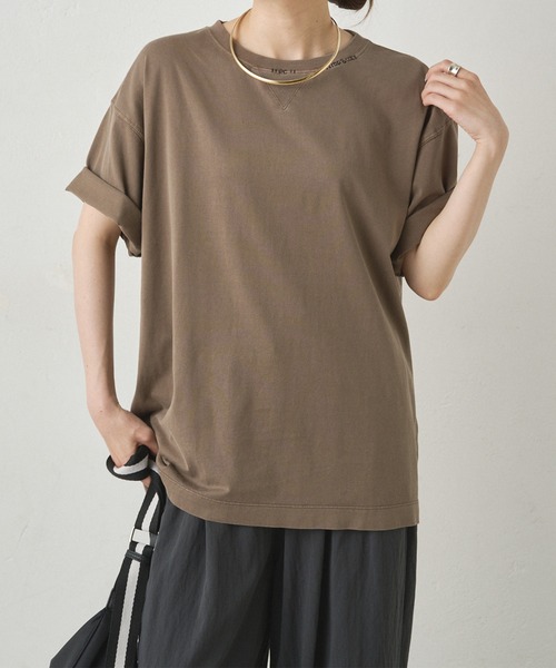 PUAL CE CIN（ピュアルセシン）の「ワンポイント刺繍ヴィンテージライクT（Tシャツ/カットソー・レディース・チャコールグレー/オートミール/ブラウン/レッド・FREE）」の15枚目の写真