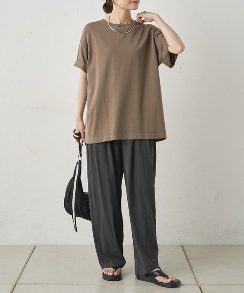 PUAL CE CIN（ピュアルセシン）の「ワンポイント刺繍ヴィンテージライクT（Tシャツ/カットソー・レディース・チャコールグレー/オートミール/ブラウン/レッド・FREE）」の13枚目の写真