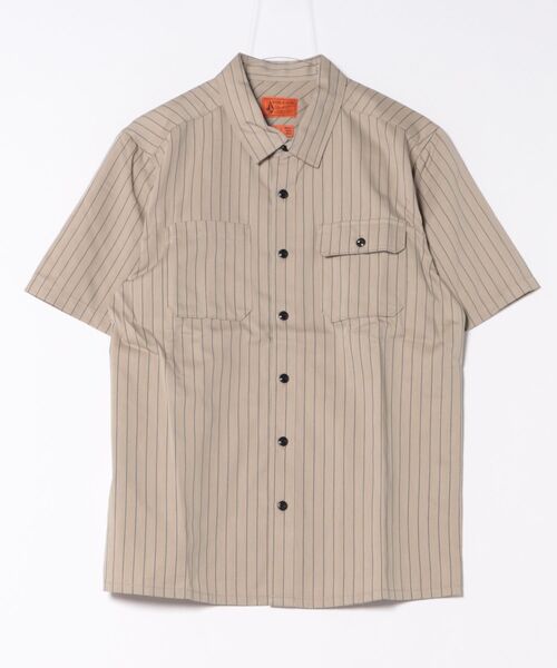 VOLCOM（ボルコム）の「【VOLCOM/ボルコム】Trade Stone Short Sleeve/胸ポケット半袖ストライプシャツ（シャツ/ブラウス・メンズ・ライトカーキ・MEDIUM/LARGE）」の8枚目の写真