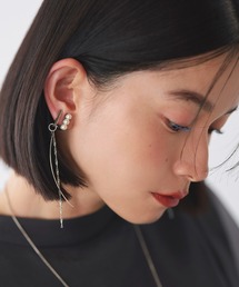 RUIRUE BOUTIQUE（ルイルエブティック）の「2way パール メタル スティックチェーン イヤリング ｜ レディース 結婚式 パーティードレス セレモニー お呼ばれ 華やか 上品 オケージョン 揺れる アクセサリー（イヤリング・レディース）」