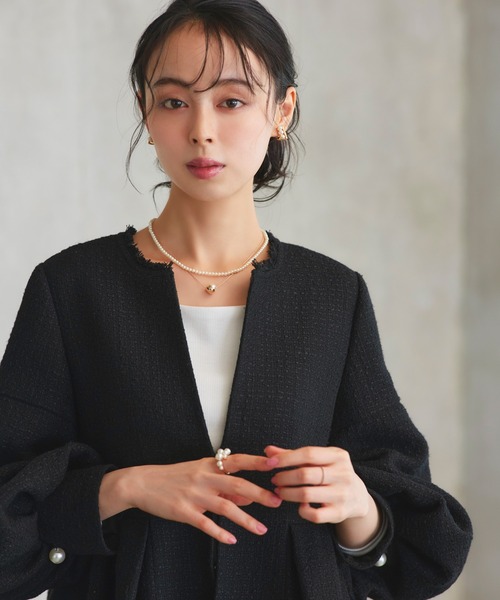 RUIRUE BOUTIQUE（ルイルエブティック）の「2way パール メタル スティックチェーン イヤリング ｜ レディース 結婚式 パーティードレス セレモニー お呼ばれ 華やか 上品 オケージョン 揺れる アクセサリー（イヤリング・レディース・シルバー/ゴールド・FREE）」の5枚目の写真