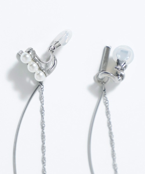 RUIRUE BOUTIQUE（ルイルエブティック）の「2way パール メタル スティックチェーン イヤリング ｜ レディース 結婚式 パーティードレス セレモニー お呼ばれ 華やか 上品 オケージョン 揺れる アクセサリー（イヤリング・レディース・シルバー/ゴールド・FREE）」の15枚目の写真
