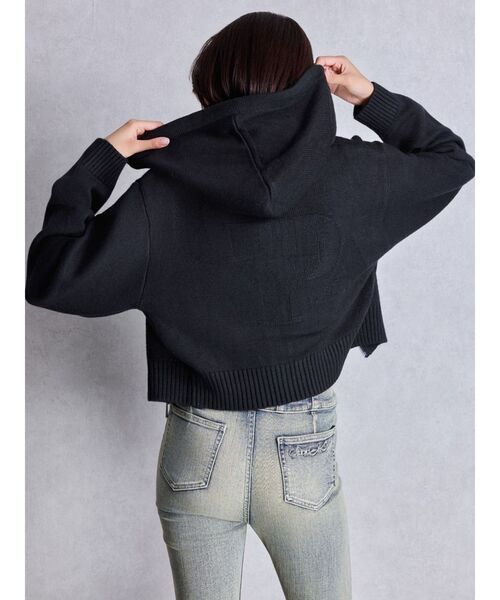 GYDA（ジェイダ）の「GYDA ニットショートZIP UPパーカー（パーカー・レディース・グレー/アイボリー/ブラック・FREE）」の13枚目の写真