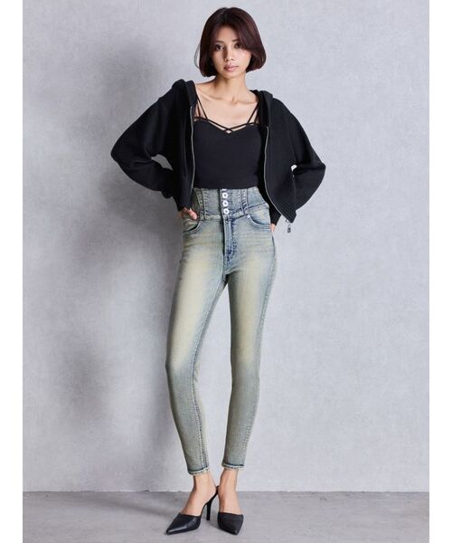 GYDA（ジェイダ）の「GYDA ニットショートZIP UPパーカー（パーカー・レディース・グレー/アイボリー/ブラック・FREE）」の14枚目の写真