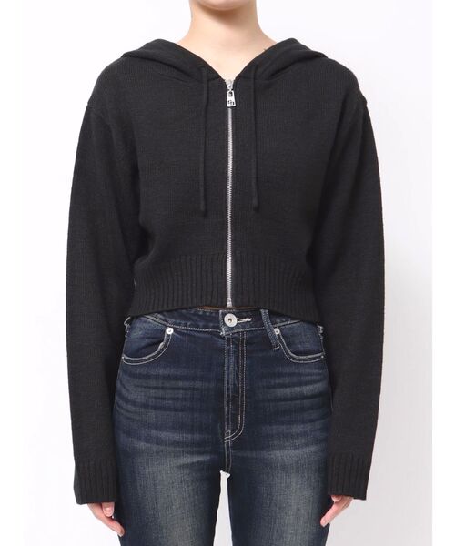 GYDA（ジェイダ）の「GYDA ニットショートZIP UPパーカー（パーカー・レディース・グレー/アイボリー/ブラック・FREE）」の16枚目の写真