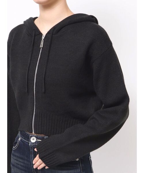 GYDA（ジェイダ）の「GYDA ニットショートZIP UPパーカー（パーカー・レディース・グレー/アイボリー/ブラック・FREE）」の20枚目の写真