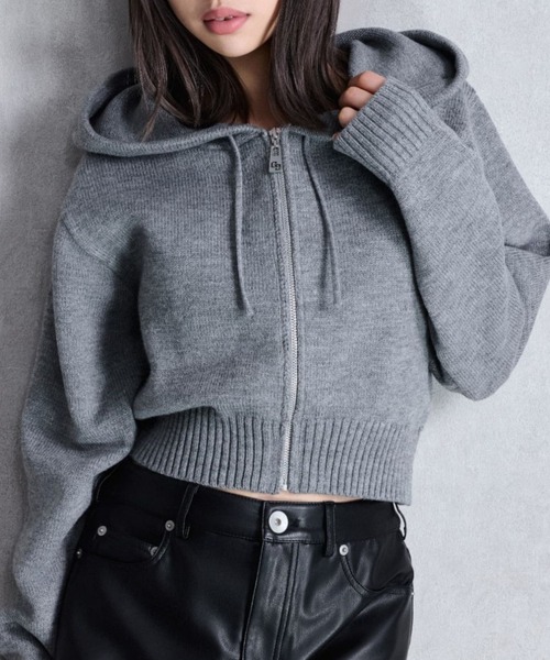 GYDA（ジェイダ）の「GYDA ニットショートZIP UPパーカー