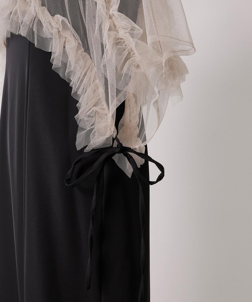 セール】チュールフリル リボン ボレロ キャミワンピース 2点セット