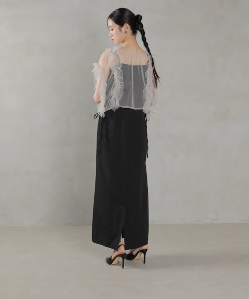 Kana(カナ)の「チュールフリル リボン ボレロ キャミワンピース 2点セット パーティー ドレス 結婚式 お呼ばれ オケージョンドレス(ドレス・レディース・ブラック系その他2/ピンクベージュ/チャコールグレー・M)」の5枚目の写真