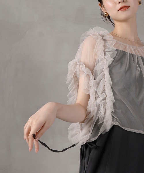 Kana(カナ)の「チュールフリル リボン ボレロ キャミワンピース 2点セット パーティー ドレス 結婚式 お呼ばれ オケージョンドレス(ドレス・レディース・ブラック系その他2/ピンクベージュ/チャコールグレー・M)」の20枚目の写真