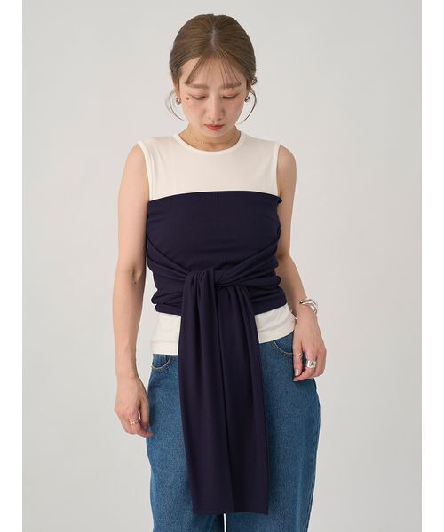 emmi(エミ)の「2wayチューブトップ付きタンクトップ(タンクトップ・レディース・その他/レッド/ネイビー・F)」の1枚目の写真