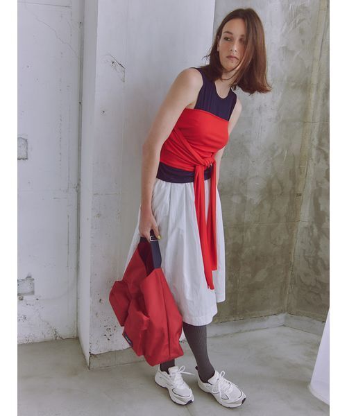 emmi(エミ)の「2wayチューブトップ付きタンクトップ(タンクトップ・レディース・その他/レッド/ネイビー・F)」の4枚目の写真