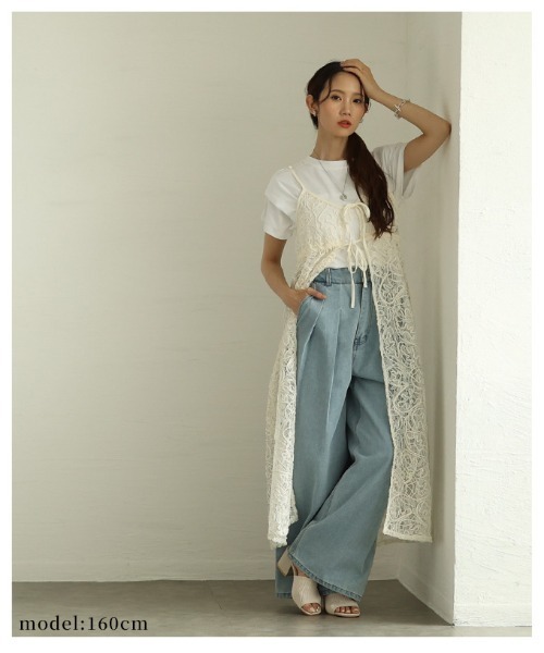 Sawa a la mode（サワアラモード）の「総レースコード刺繍キャミソール重ね着ワンピース（ワンピース・レディース・ホワイト/ブラック・FREE）」の18枚目の写真