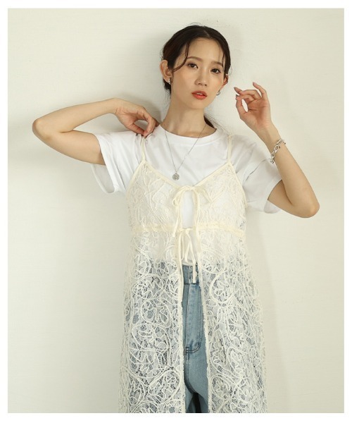 Sawa a la mode（サワアラモード）の「総レースコード刺繍キャミソール重ね着ワンピース（ワンピース・レディース・ホワイト/ブラック・FREE）」の19枚目の写真