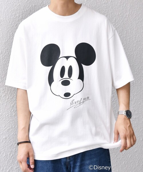 SHIPS any: /ミッキーマウス/ サイン & ポージング Tシャツ◇（T