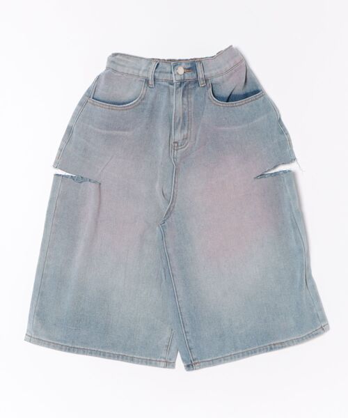 ANAP(アナップ)の「サイドカット デザインハーフパンツ(デニムパンツ・レディース・ブルー/ライトブルー・S/XS)」の2枚目の写真