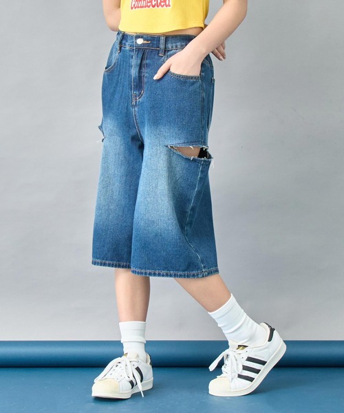ANAP(アナップ)の「サイドカット デザインハーフパンツ(デニムパンツ・レディース・ブルー/ライトブルー・S/XS)」の3枚目の写真