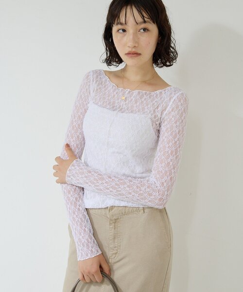 GALLARDAGALANTE（ガリャルダガランテ）の「【La nature linge】NEWレースカットソー（Tシャツ/カットソー・レディース・ホワイト/ブラック・FREE）」の4枚目の写真