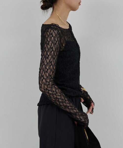 GALLARDAGALANTE（ガリャルダガランテ）の「【La nature linge】NEWレースカットソー（Tシャツ/カットソー・レディース・ホワイト/ブラック・FREE）」の12枚目の写真