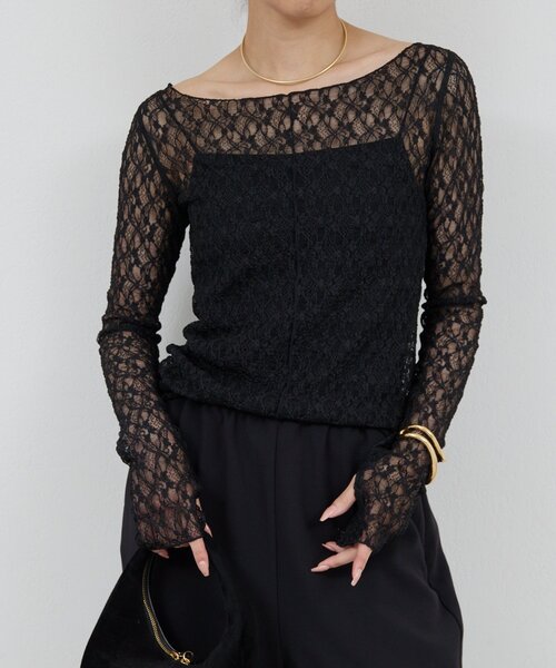 GALLARDAGALANTE（ガリャルダガランテ）の「【La nature linge】NEWレースカットソー（Tシャツ/カットソー・レディース・ホワイト/ブラック・FREE）」の18枚目の写真