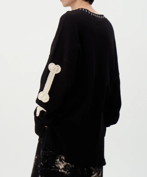 DISCOVERED(ディスカバード)の「DISCOVERED BONE CROCHET WAFFLE CUTSEWN(Tシャツ/カットソー・メンズ・ホワイト/ブラック・1/2/3)」の2枚目の写真