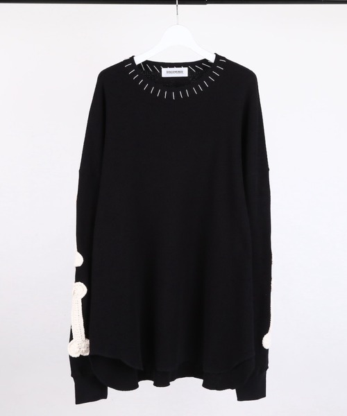 DISCOVERED(ディスカバード)の「DISCOVERED BONE CROCHET WAFFLE CUTSEWN(Tシャツ/カットソー・メンズ・ホワイト/ブラック・1/2/3)」の3枚目の写真