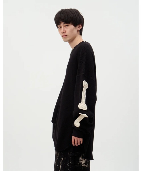DISCOVERED(ディスカバード)の「DISCOVERED BONE CROCHET WAFFLE CUTSEWN(Tシャツ/カットソー・メンズ・ホワイト/ブラック・1/2/3)」の4枚目の写真