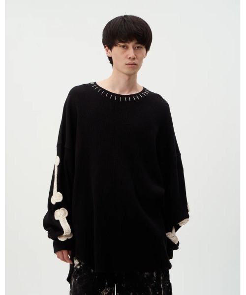 DISCOVERED(ディスカバード)の「DISCOVERED BONE CROCHET WAFFLE CUTSEWN(Tシャツ/カットソー・メンズ・ホワイト/ブラック・1/2/3)」の5枚目の写真
