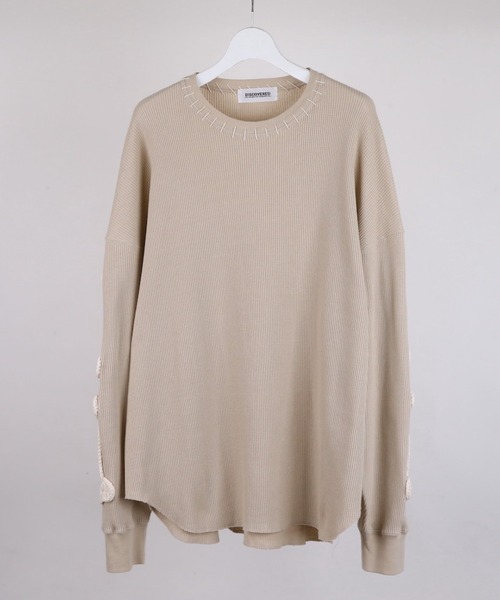 DISCOVERED(ディスカバード)の「DISCOVERED BONE CROCHET WAFFLE CUTSEWN(Tシャツ/カットソー・メンズ・ホワイト/ブラック・1/2/3)」の6枚目の写真