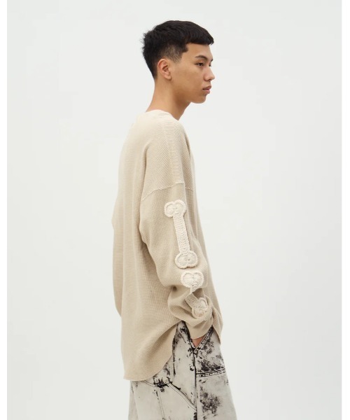DISCOVERED(ディスカバード)の「DISCOVERED BONE CROCHET WAFFLE CUTSEWN(Tシャツ/カットソー・メンズ・ホワイト/ブラック・1/2/3)」の8枚目の写真