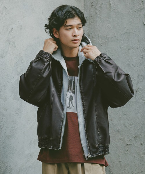 セール】ヴィンテージライク/シンセティックレザージャケット