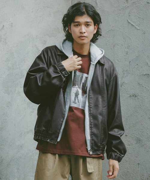 セール】ヴィンテージライク/シンセティックレザージャケット