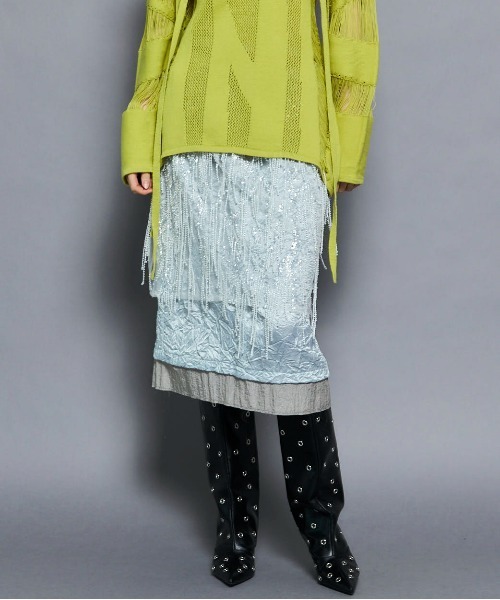 Satin Combination Bijou Skirt/サテンコンビビジュースカート