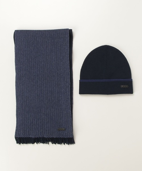 セール】ギフトセット ニットマフラー＆ビーニー ウール/コットン
