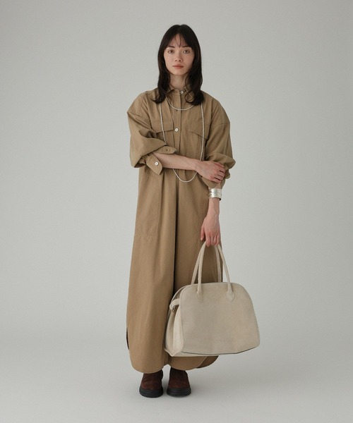 BABYLONE(バビロン)の「ワークシャツワンピース(シャツワンピース・レディース・ベージュ/ネイビー・フリー)」の4枚目の写真