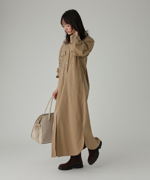 BABYLONE(バビロン)の「ワークシャツワンピース(シャツワンピース・レディース・ベージュ/ネイビー・フリー)」の5枚目の写真