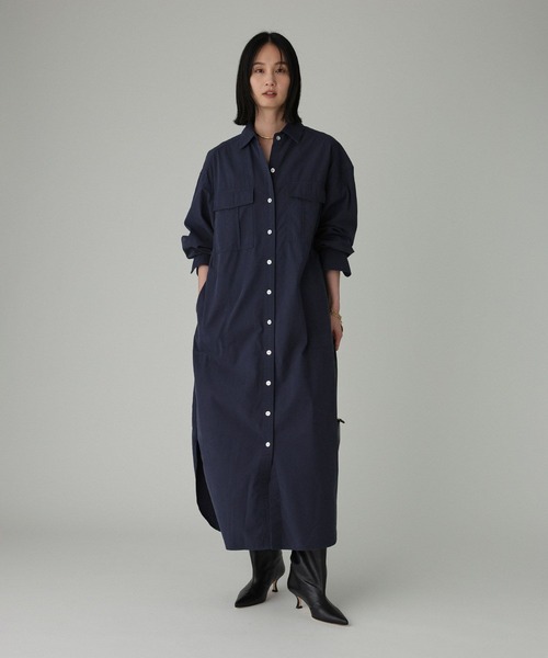BABYLONE(バビロン)の「ワークシャツワンピース(シャツワンピース・レディース・ベージュ/ネイビー・フリー)」の11枚目の写真