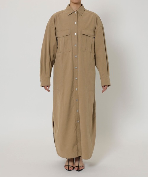 BABYLONE(バビロン)の「ワークシャツワンピース(シャツワンピース・レディース・ベージュ/ネイビー・フリー)」の20枚目の写真