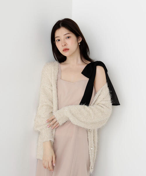 PROPORTION BODY DRESSING(プロポーションボディドレッシング)の「<E>ラメフェザーカーディガン / 1215277900(ニット/セーター・レディース・ホワイト系その他/グレー・FREE)」の4枚目の写真