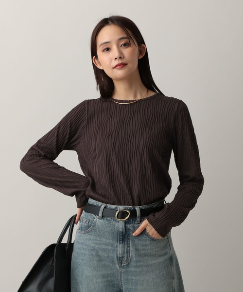 MATINEE LINE/ナミナミストライプ長袖プルオーバー/583880（Tシャツ