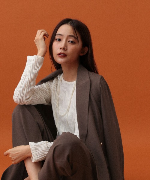 GLOBAL WORK(グローバルワーク)の「MATINEE LINE/ナミナミストライプ長袖プルオーバー/583880(Tシャツ/カットソー・レディース・ブラウン/ブラック/アイボリー/ブルー系その他・MEDIUM/LARGE)」の6枚目の写真