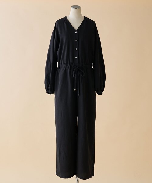 Remind me and forever（リマインドミーアンドフォーエバー）の「【nane】《サイズ展開有》ボリュームスリーブオールインワン（ワンピース・レディース・ベージュ/ブラック・MEDIUM/LARGE）」の17枚目の写真