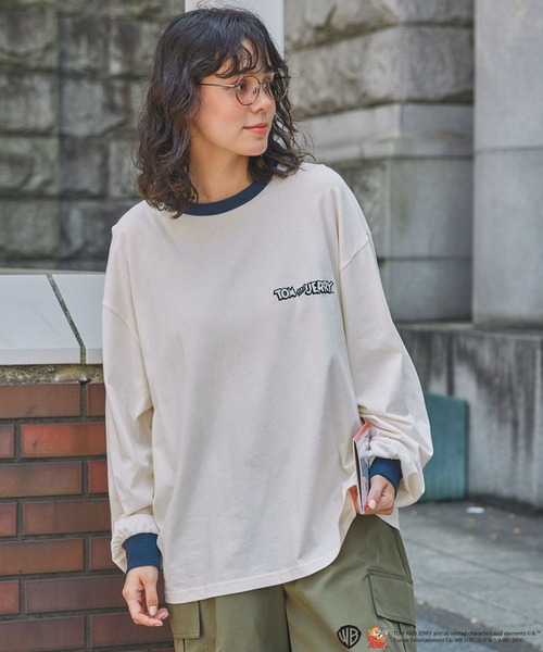 Tom&Jerry(トムアンドジェリー)の「【TOM and JERRY】別注 トムとジェリー アソートデザイン リンガー長袖Tシャツ(Tシャツ/カットソー・レディース・ネイビー系/ブラック系/スミクロ/ネイビー・FREE)」の7枚目の写真