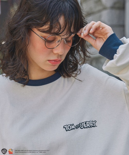 Tom&Jerry(トムアンドジェリー)の「【TOM and JERRY】別注 トムとジェリー アソートデザイン リンガー長袖Tシャツ(Tシャツ/カットソー・レディース・ネイビー系/ブラック系/スミクロ/ネイビー・FREE)」の8枚目の写真