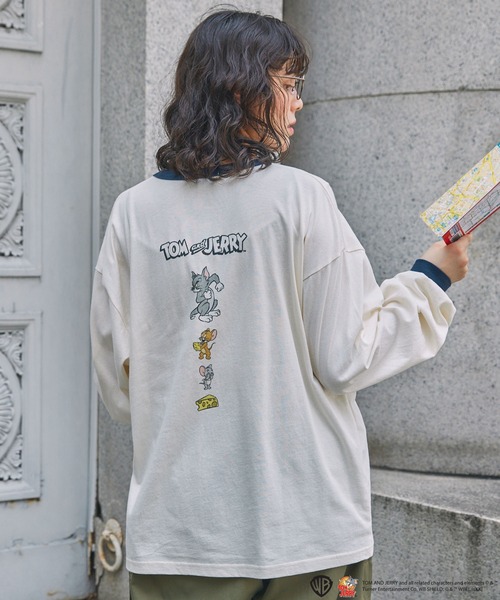 Tom&Jerry(トムアンドジェリー)の「【TOM and JERRY】別注 トムとジェリー アソートデザイン リンガー長袖Tシャツ(Tシャツ/カットソー・レディース・ネイビー系/ブラック系/スミクロ/ネイビー・FREE)」の12枚目の写真