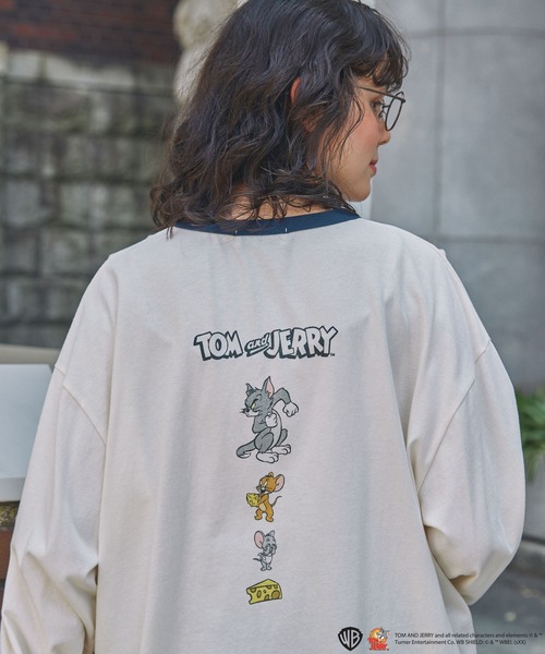 Tom&Jerry(トムアンドジェリー)の「【TOM and JERRY】別注 トムとジェリー アソートデザイン リンガー長袖Tシャツ(Tシャツ/カットソー・レディース・ネイビー系/ブラック系/スミクロ/ネイビー・FREE)」の13枚目の写真